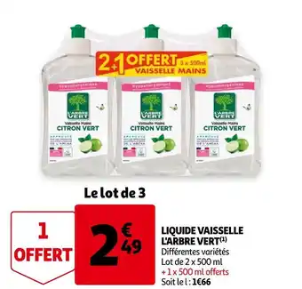 Auchan L'arbre vert liquide vaisselle offre