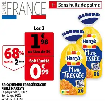 Auchan Harry's brioche mini tressée sucre perlé offre