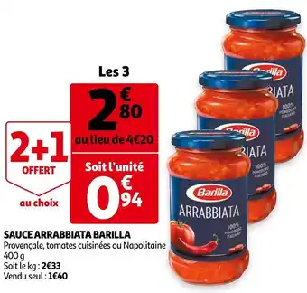 Auchan Barilla sauce arrabbiata offre