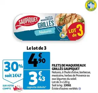 Auchan Saupiquet filets de maquereaux grillés offre
