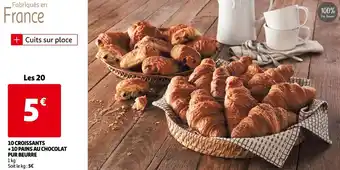 Auchan 10 croissants + 10 pains au chocolat pur beurre offre