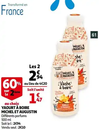 Auchan Michel et augustin yaourt à boire offre