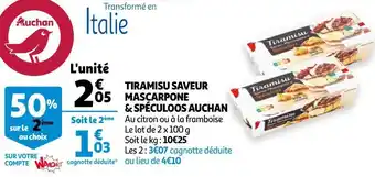 Auchan Auchan tiramisu saveur mascarpone & spéculoos offre