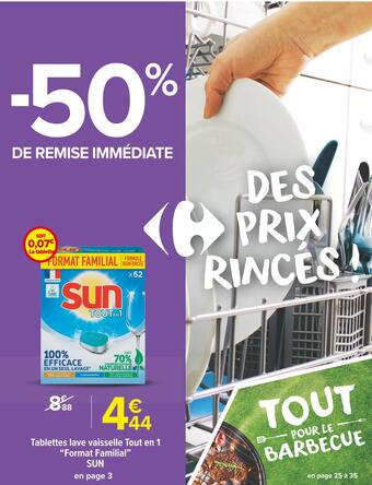 Carrefour Market Sun tablettes lave vaisselle tout en 1 "format familial" offre