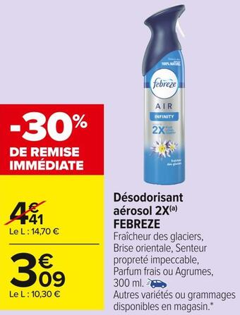 Carrefour Market Febreze désodorisant aérosol 2x offre