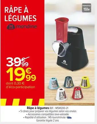Carrefour Market Mandine râpe à légumes offre
