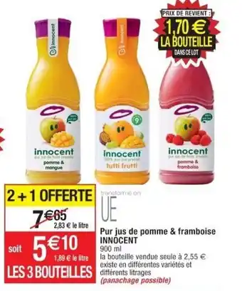 Cora x Carrefour Pur jus de pomme & framboise INNOCENT offre