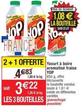 Cora x Carrefour Yaourt à boire aromatisé fraise YOP offre
