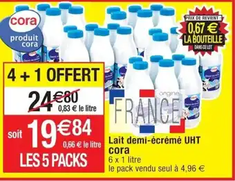 Cora x Carrefour Lait demi-écrémé UHT CORA offre