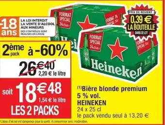 Cora x Carrefour Bière blonde premium 5% vol. HEINEKEN offre
