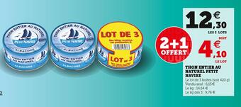 Super U Petit navire thon entier au naturel offre