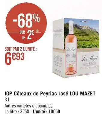 Géant Casino Lou mazet igp côteaux de peyriac rosé offre