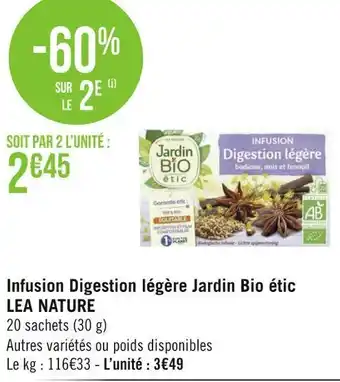 Lea nature infusion digestion légère jardin bio étic
