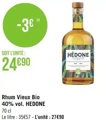 Hedone rhum vieux bio 40% vol.