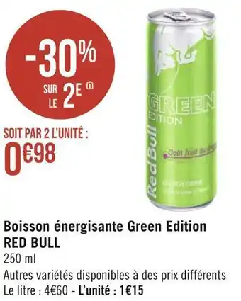 Géant Casino Red bull boisson énergisante green edition offre