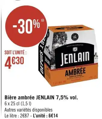 Géant Casino Jenlain bière ambrée 7,5% vol. offre