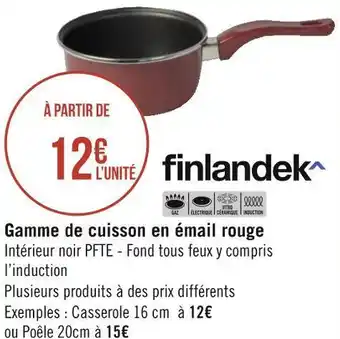 Finlandek gamme de cuisson en émail rouge