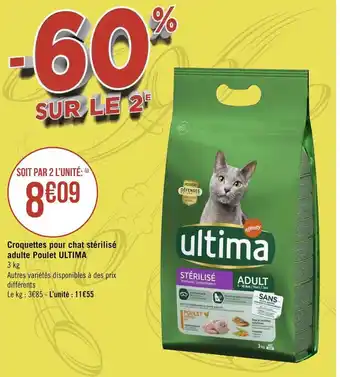 Géant Casino Ultima croquettes pour chat stérilisé adulte poulet offre