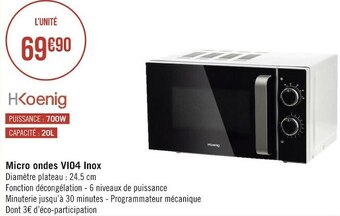 Géant Casino H.koenig micro ondes vio4 inox offre