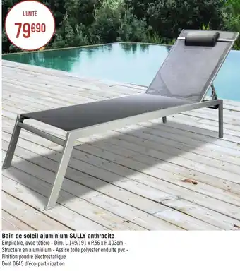 Géant Casino Sully bain de soleil aluminium anthracite offre