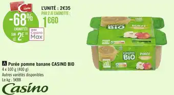 Géant Casino Casino bio purée pomme banane offre