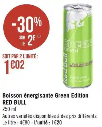 Géant Casino Red bull boisson énergisante green edition offre