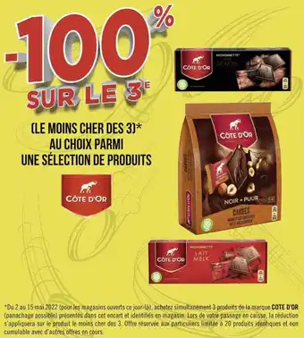 Géant Casino Cote d'or bon plan une sélection de produits de la marque cote d'or offre