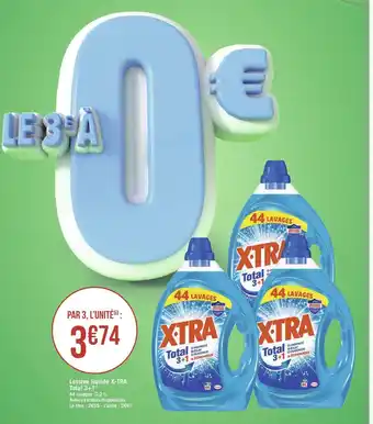 Géant Casino X-tra lessive liquide total 3+1* offre