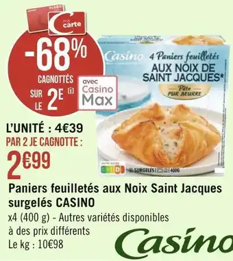 Géant Casino Casino paniers feuilletés aux noix saint jacques surgelés offre
