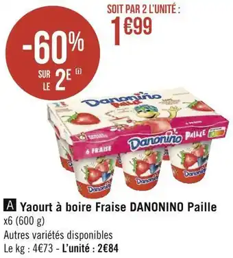 Géant Casino Danonino yaourt à boire fraise paille offre