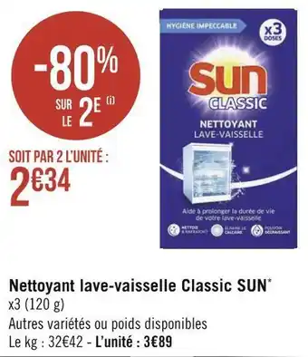 Géant Casino Sun nettoyant lave-vaisselle classic offre