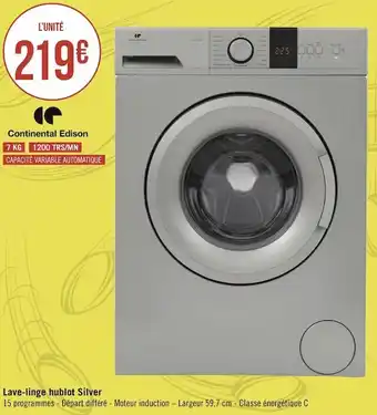 Géant Casino Continental edison lave-linge hublot silver offre
