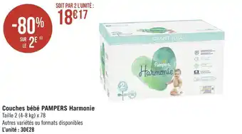 Géant Casino Pampers couches bébé harmonie offre