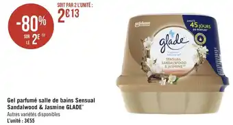 Géant Casino Glade gel parfumé salle de bains sensual sandalwood & jasmine* offre