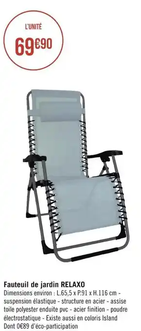 Géant Casino Fauteuil de jardin relaxo offre