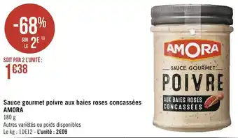 Géant Casino Amora sauce gourmet poivre aux baies roses concassées offre