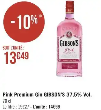 Géant Casino Gibson’s pink premium gin 37,5% vol. offre