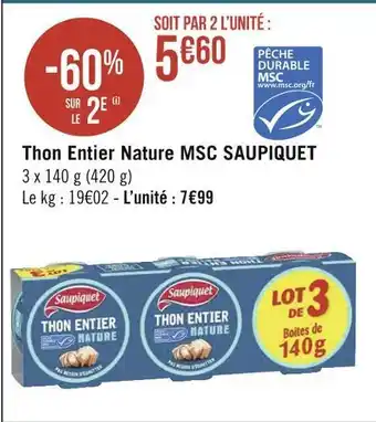 Géant Casino Saupiquet thon entier nature msc offre