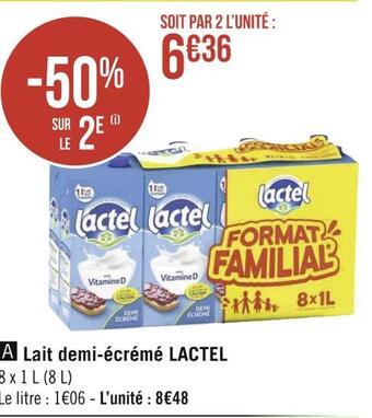 Géant Casino Lactel lait demi-écrémé offre