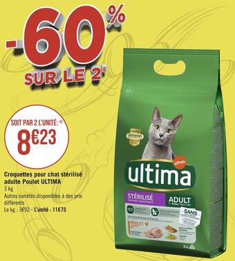 Ultima croquettes pour chat stérilisé adulte poulet