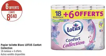 Géant Casino Lotus papier toilette blanc confort collection offre
