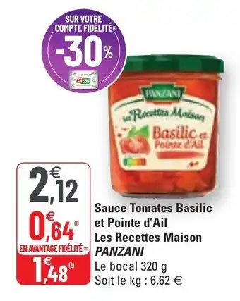 G20 Sauce tomates basilic et pointe d'ail les recettes maison PANZANI offre