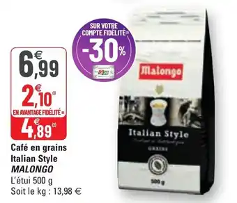 G20 Café en grains italian style MALONGO offre