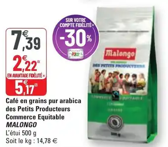 G20 Café en grains pur arabica des petits producteurs commerce equitable MALONGO offre