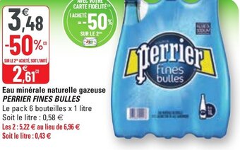 G20 Eau minérale naturelle gazeuse PERRIER FINES BULLES offre