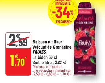 G20 Boisson à diluer velouté de grenadine FRUISS offre