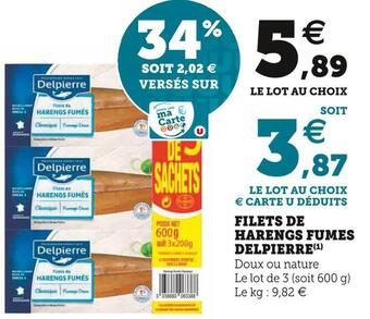 U Express Delpierre filets de harengs fumes offre