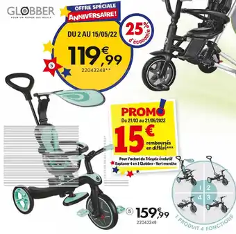 JouéClub Globber tricycle évolutif explorer 4 en 1 globber - vert menthe- 10 mois offre