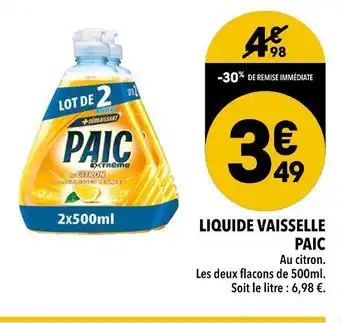 Supeco Paic liquide vaisselle offre