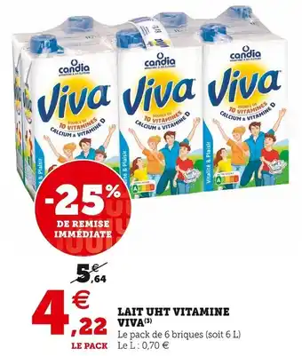 U Express Candia lait uht vitamine viva offre